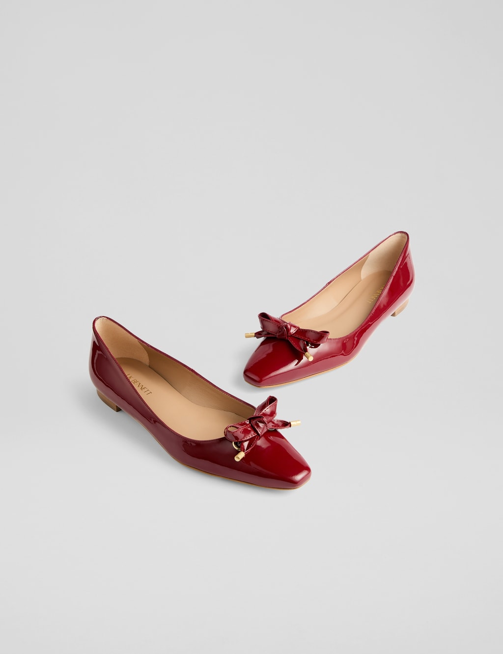 Patent Leather Bow Flat Square Toe Pumps 3 of 4