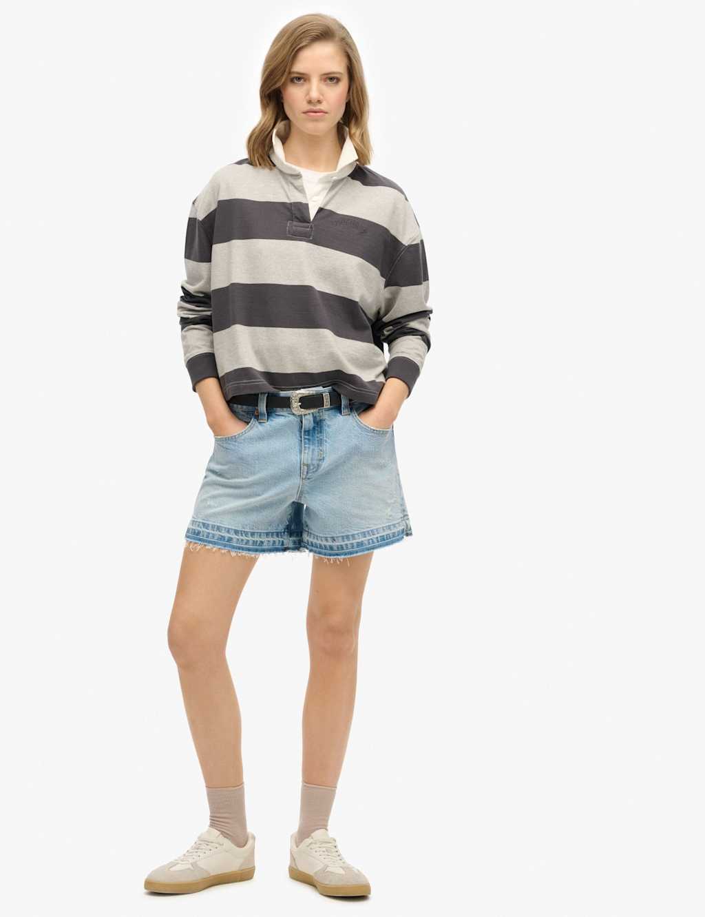 Pure Cotton Striped Oversized Rugby Top 3 of 6