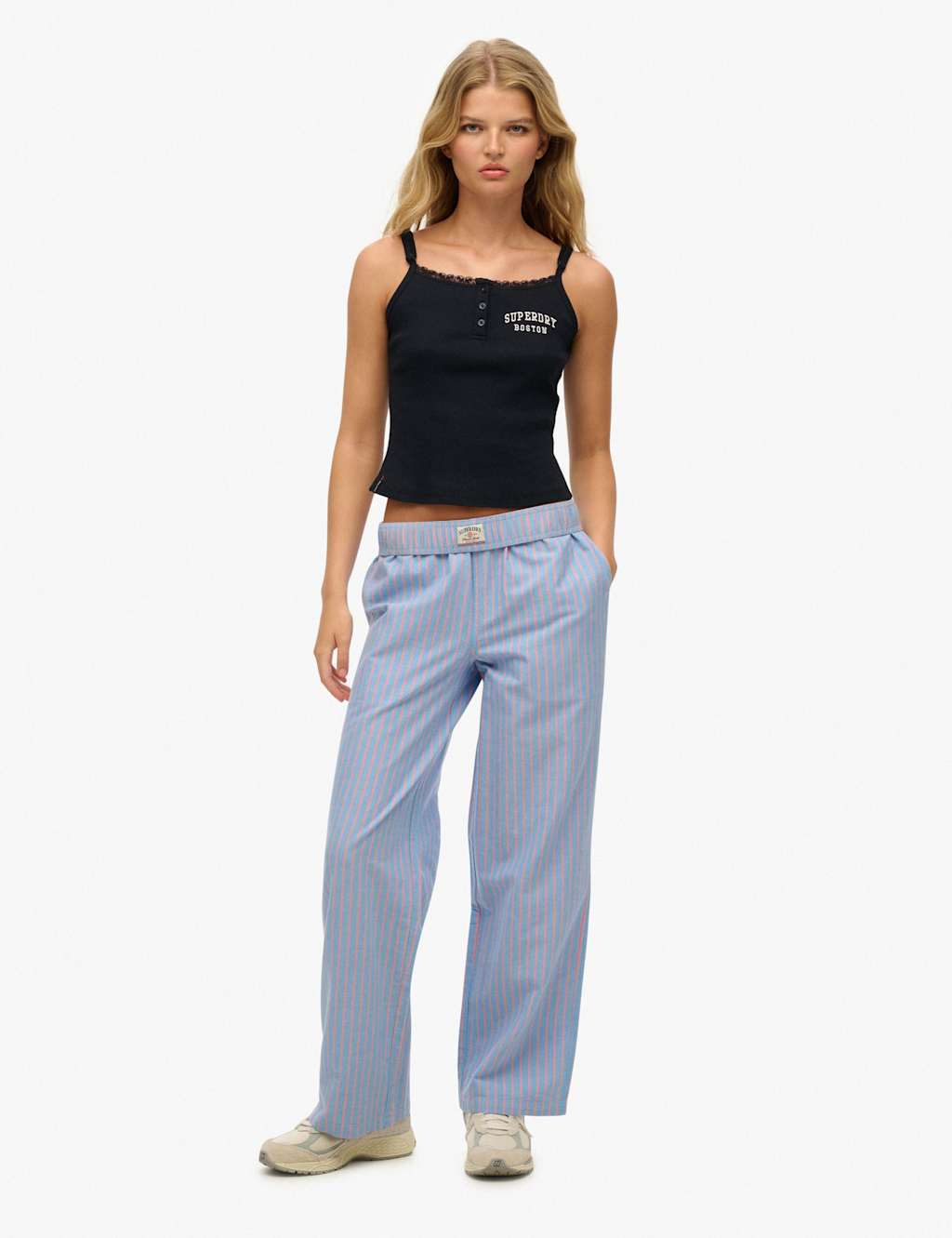 Pure Cotton Striped Elasticated Waist Trousers 3 of 5