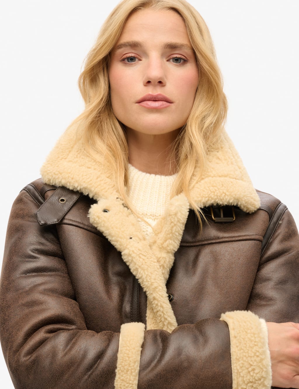 Faux Shearling Cropped Aviator Jacket 5 of 7