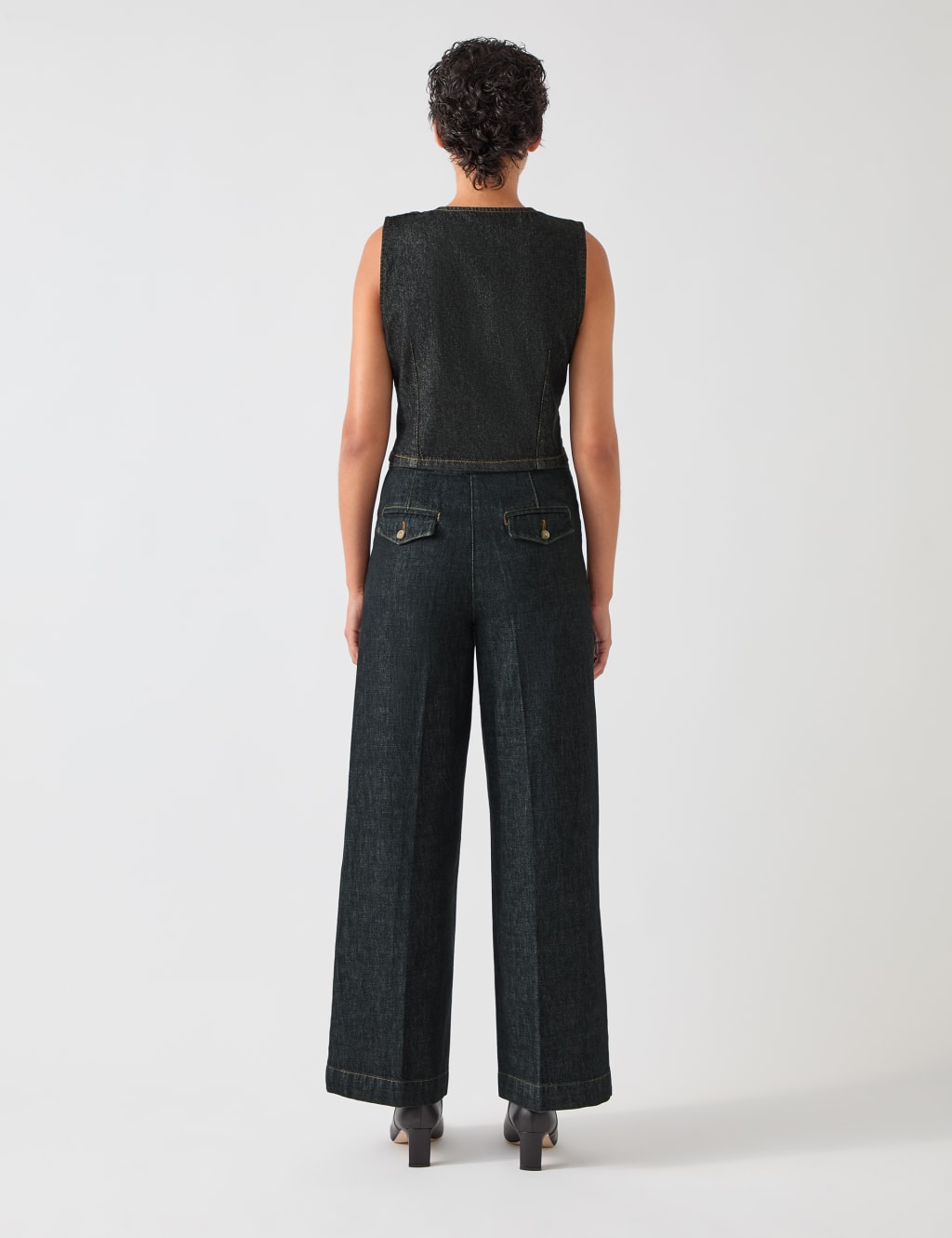 Denim Wide Leg Ankle Grazer Trousers 3 of 3