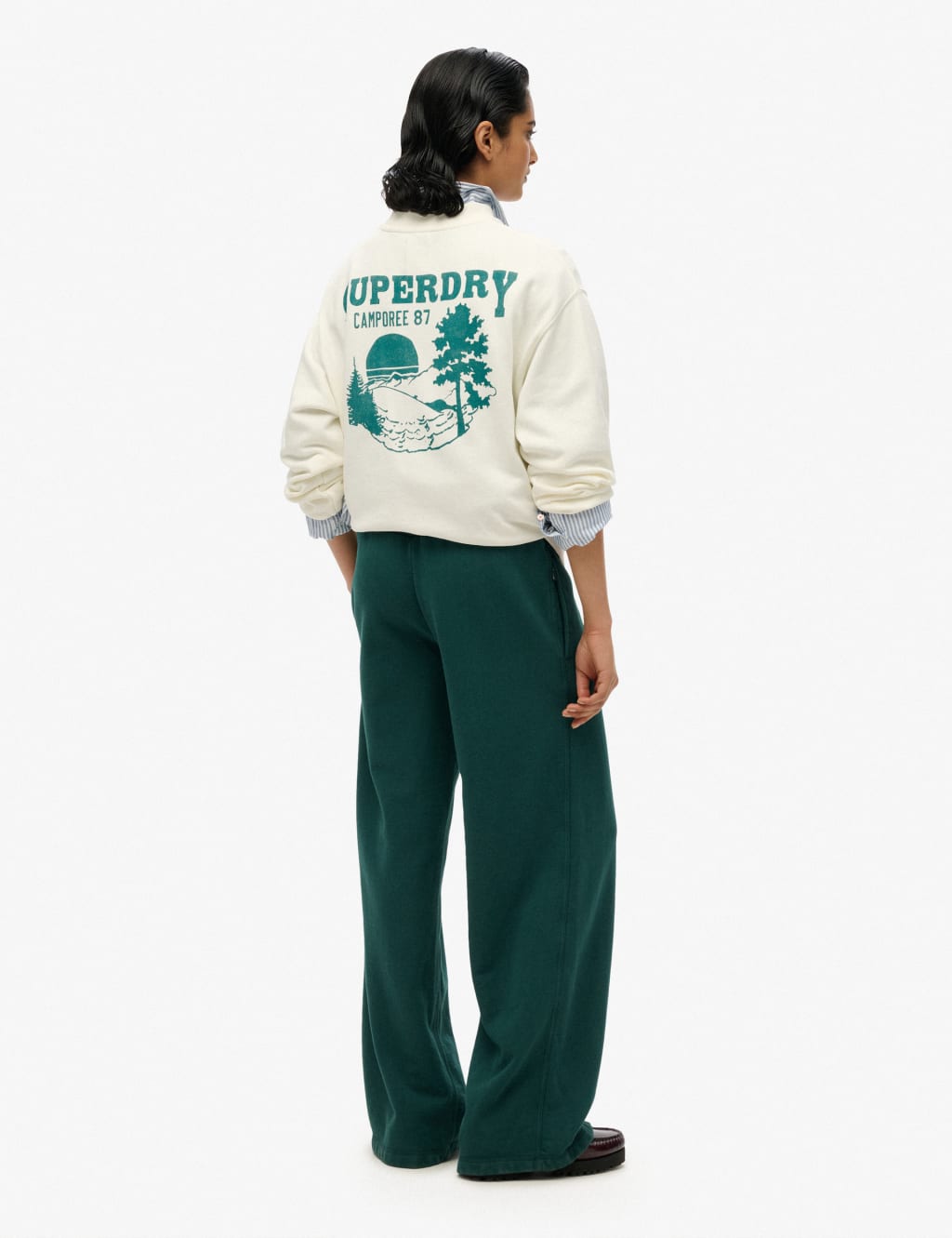 Pure Cotton Embroidered Logo Wide Leg Joggers 5 of 6