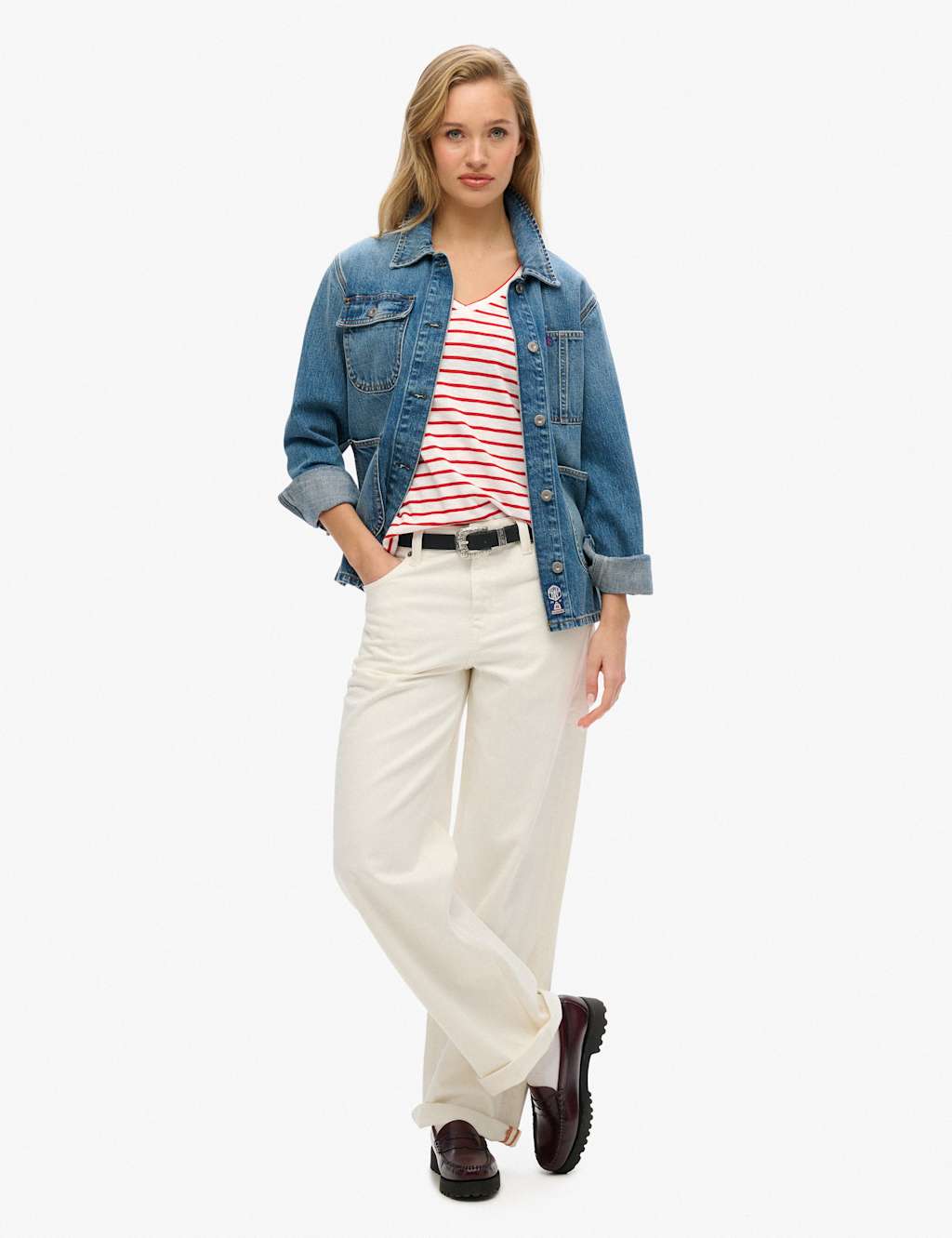 Cotton Rich Striped V-Neck T-Shirt 4 of 6