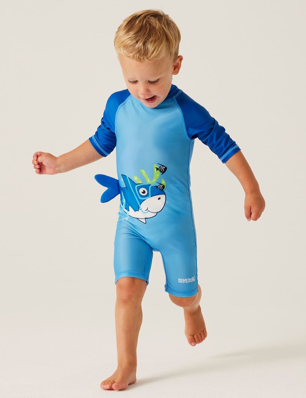 Shark 3/4 Sleeve All In One Swimsuit (6 Mths - 6 Yrs) 1 of 6