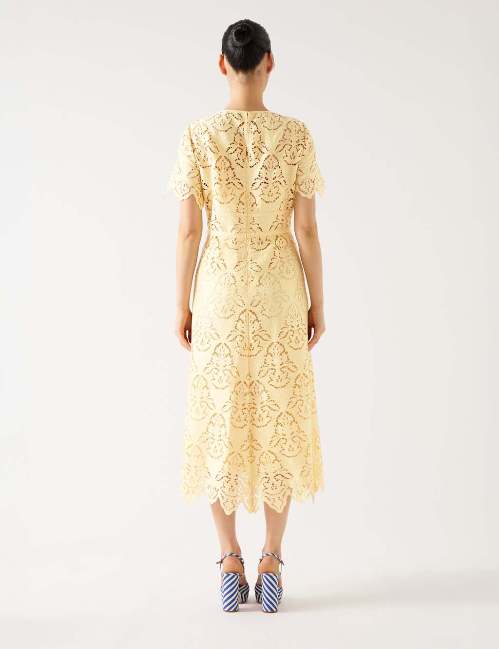 Broderie Round Neck Midi Tea Dress 3 of 4