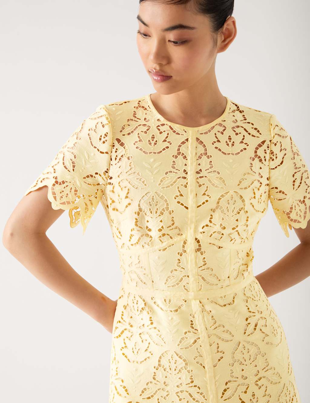 Broderie Round Neck Midi Tea Dress 4 of 4