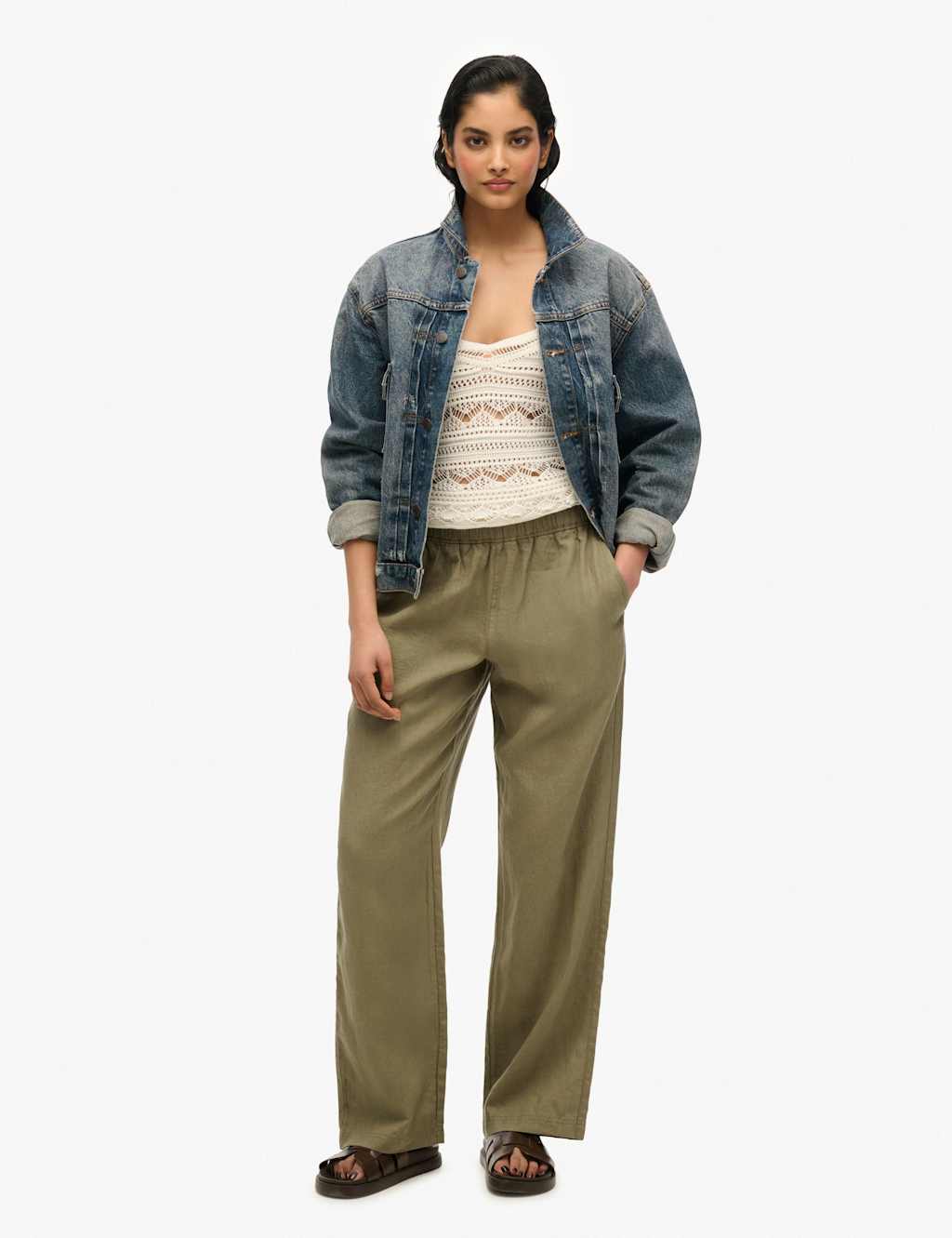 Pure Linen Drawstring Trousers 6 of 8
