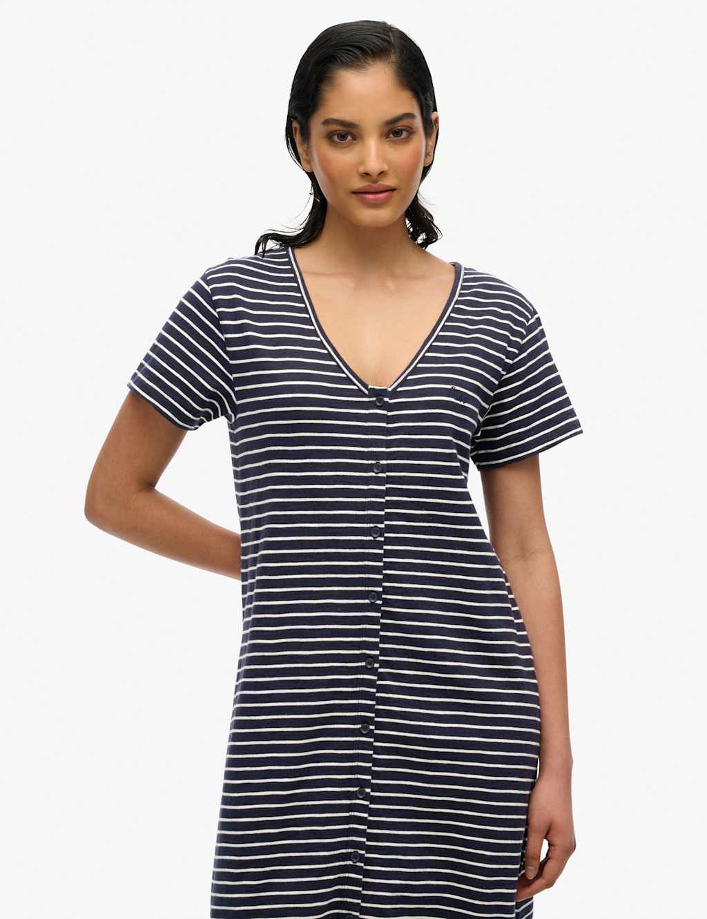 Jersey Button Through Midi Relaxed Dress 3 of 8