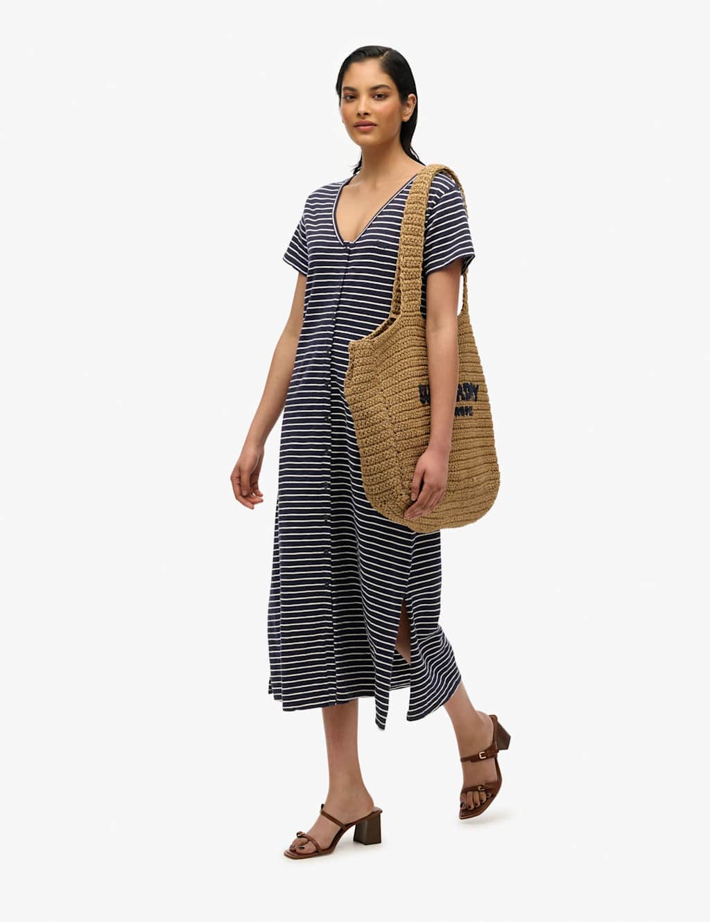 Jersey Button Through Midi Relaxed Dress 5 of 8
