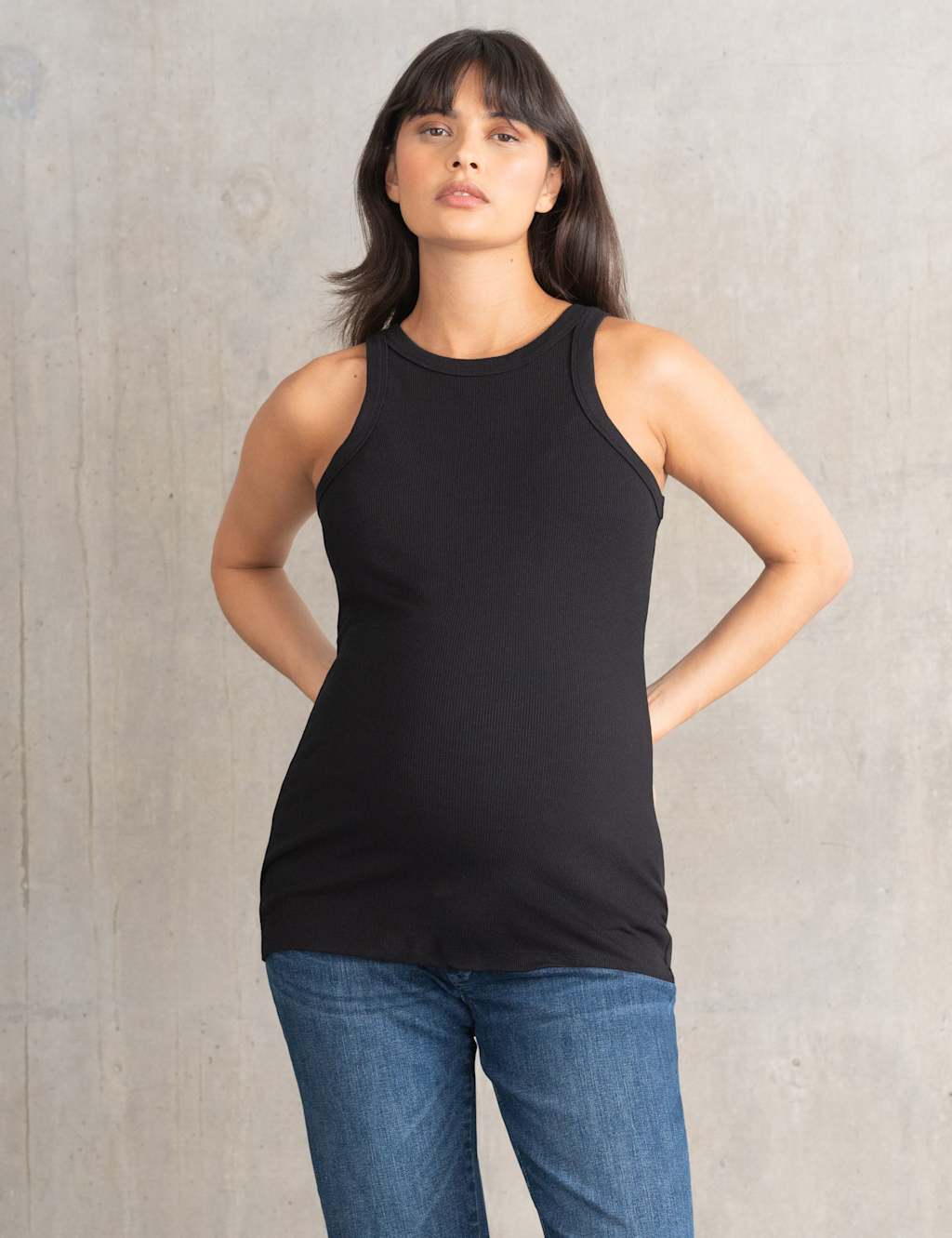 Maternity Jersey Ribbed Racer Back Vest Top 1 of 3