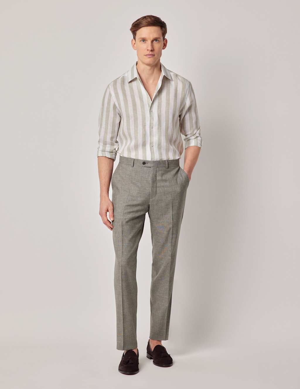 Slim Fit Pure Linen Striped Shirt 2 of 2