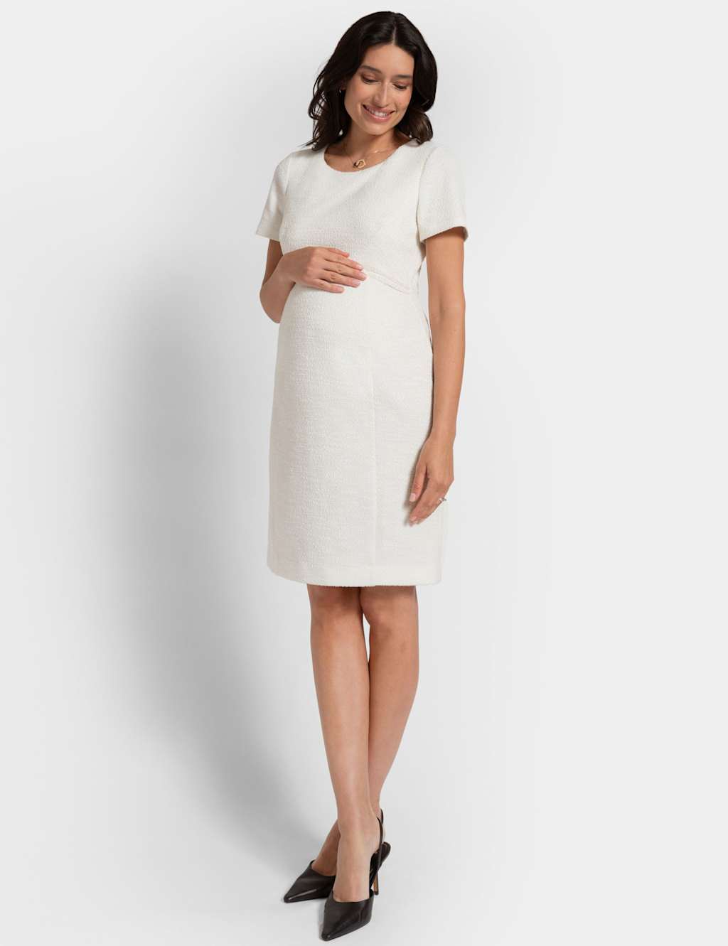 Maternity Tweed Knee Length Shift Dress 1 of 4
