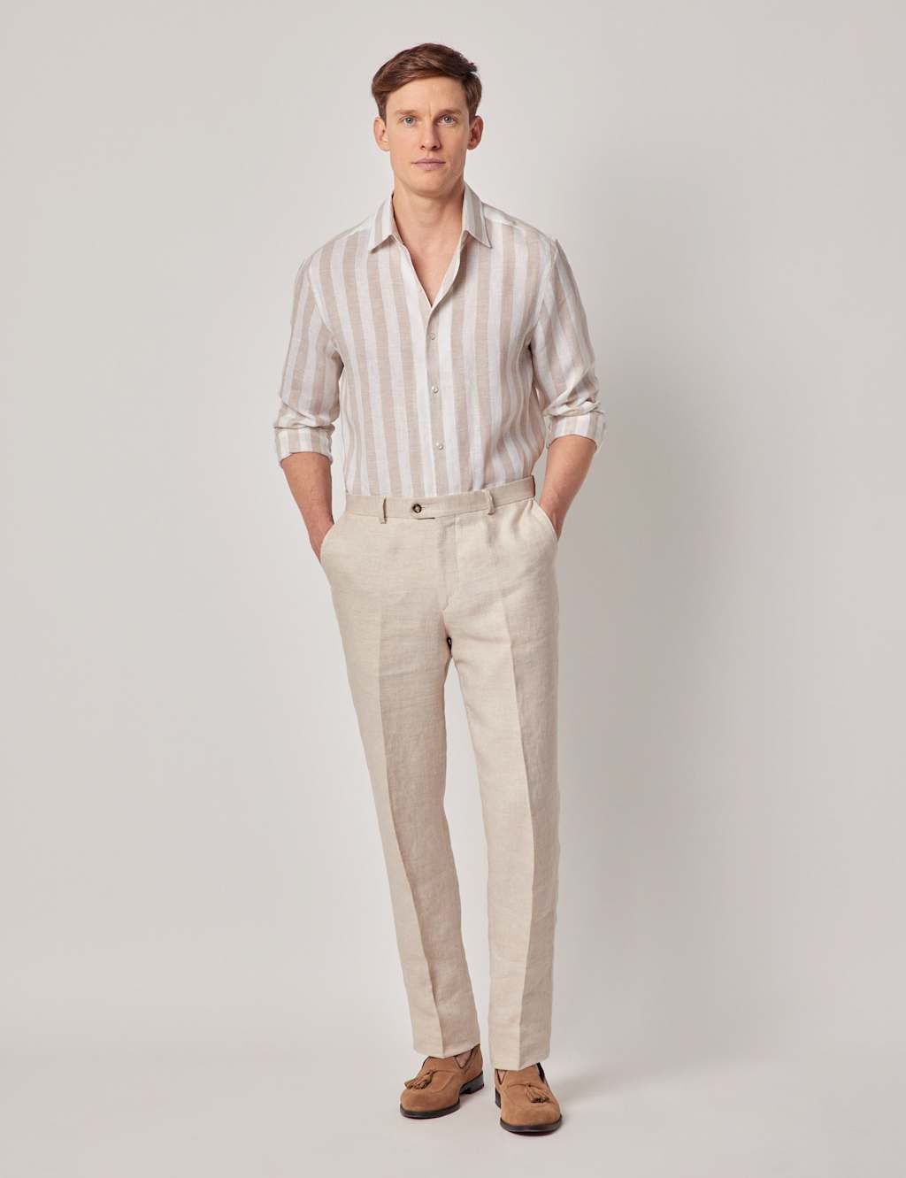 Slim Fit Pure Linen Striped Shirt 2 of 2