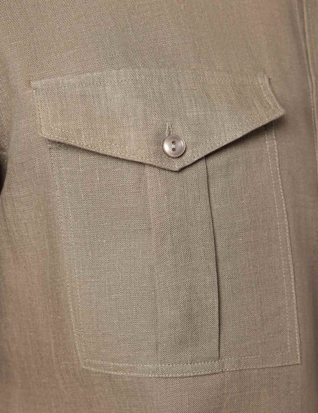 Slim Fit Pure Linen Utility Shirt 3 of 3