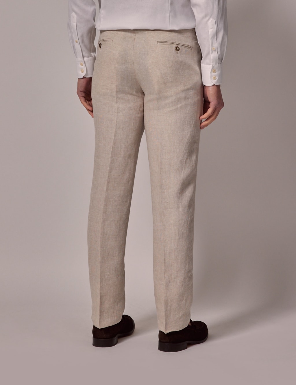 Slim Fit Pure Italian Linen Single Pleat Trousers 2 of 3