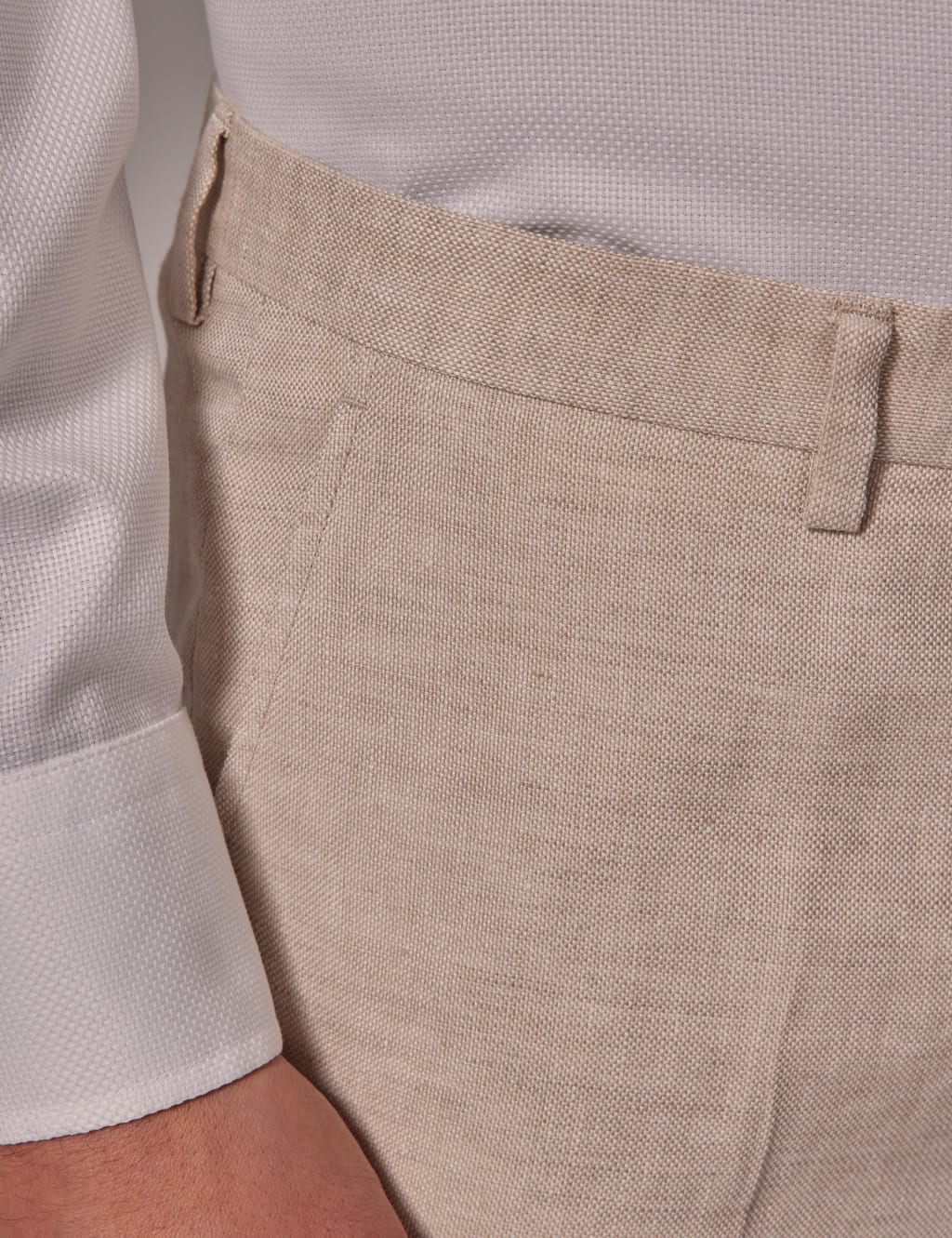 Slim Fit Pure Italian Linen Single Pleat Trousers 3 of 3