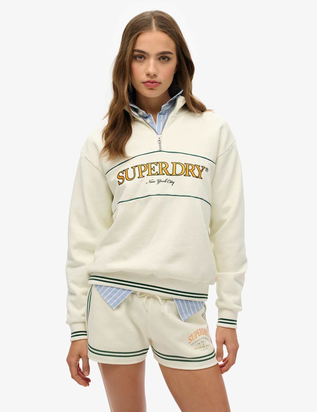 Cotton Rich Embroidered Half Zip Sweatshirt 1 of 4