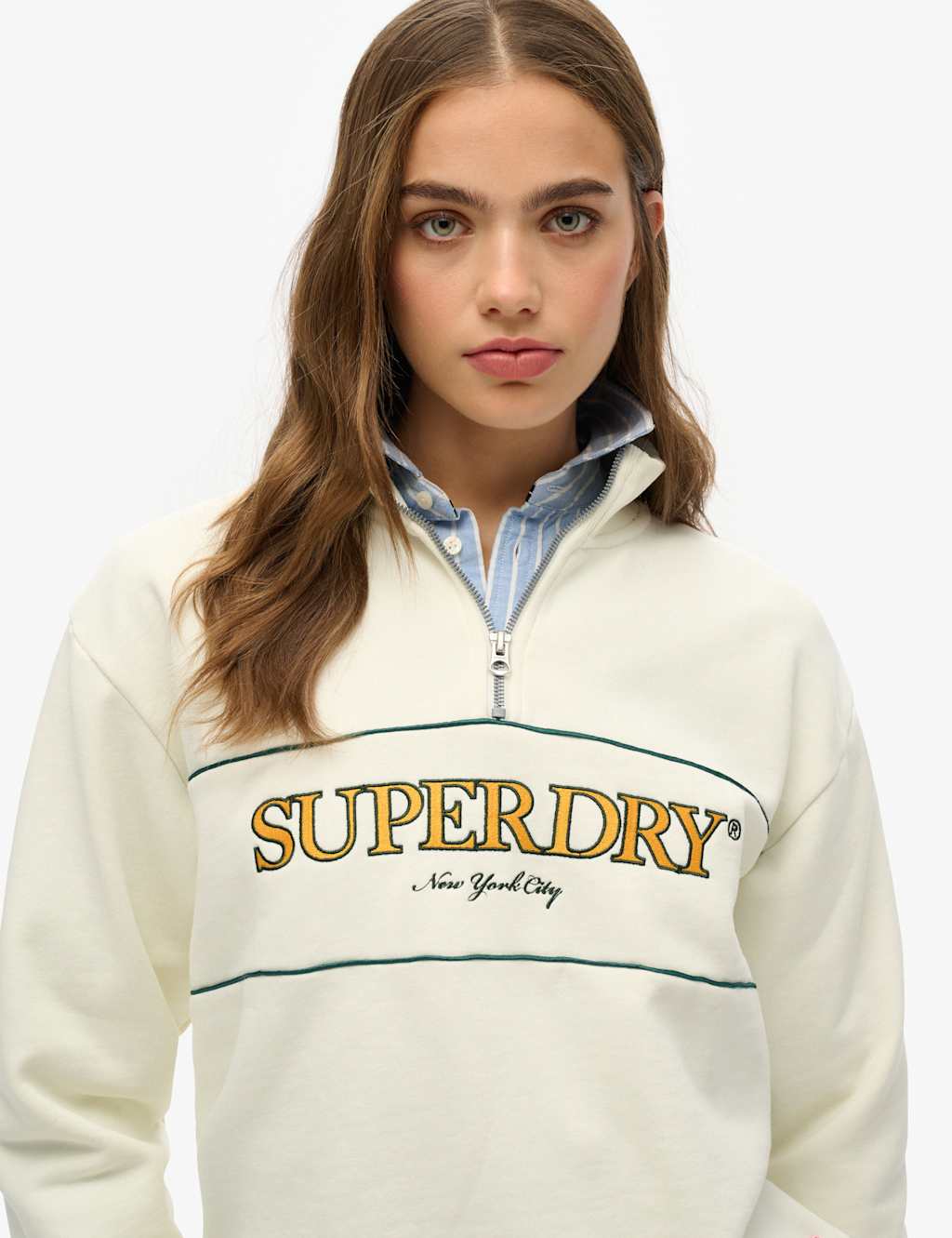 Cotton Rich Embroidered Half Zip Sweatshirt 4 of 4
