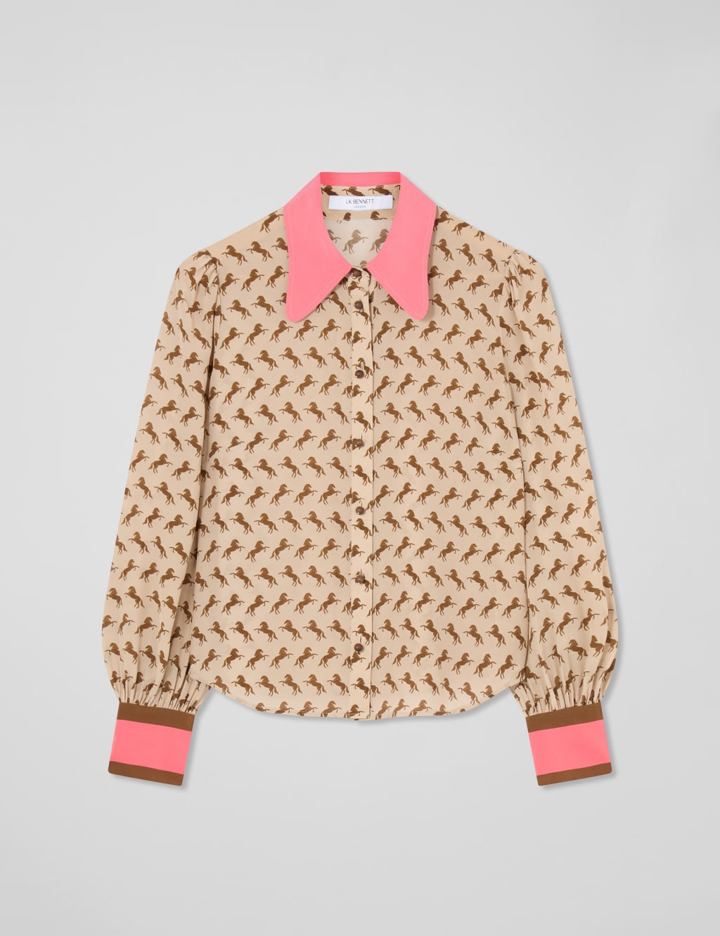 Pure Silk Horse Print Blouse 2 of 4