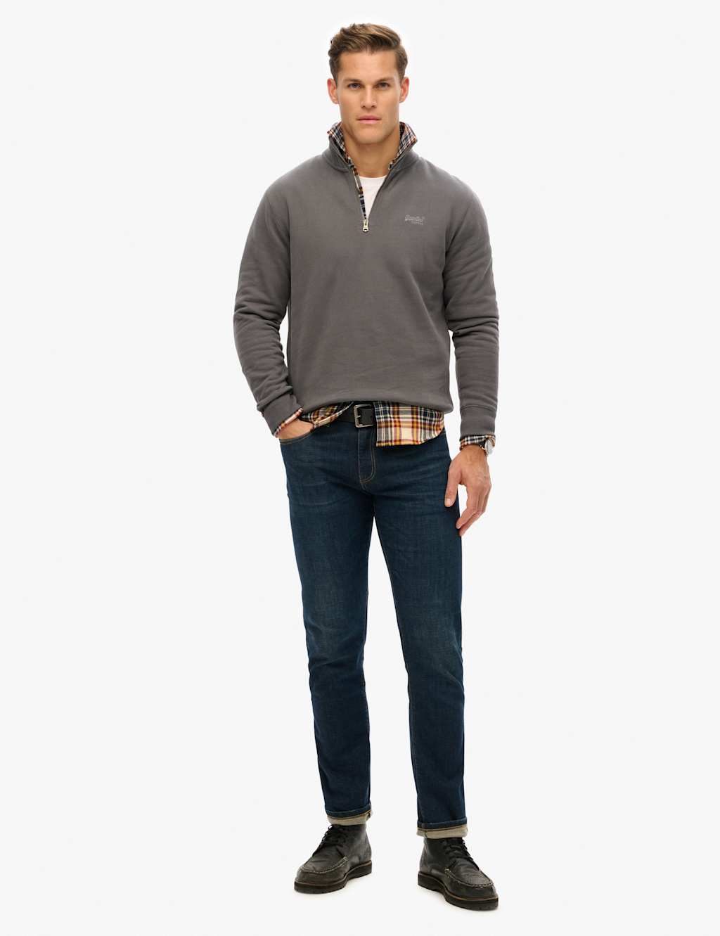 Cotton Rich Funnel Neck Henley Sweatshirt 4 of 6
