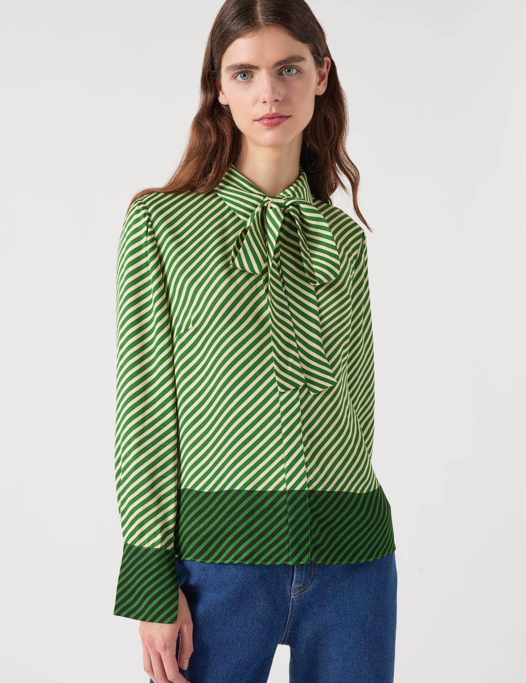 Crepe Striped Tie Neck Shirt 3 of 4