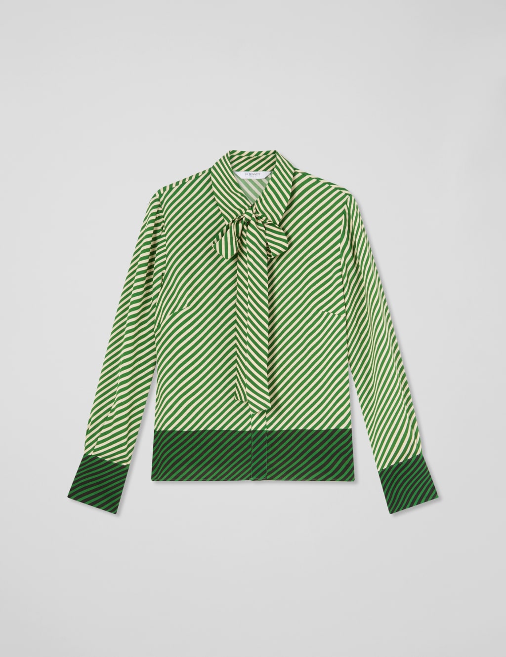 Crepe Striped Tie Neck Shirt 2 of 4