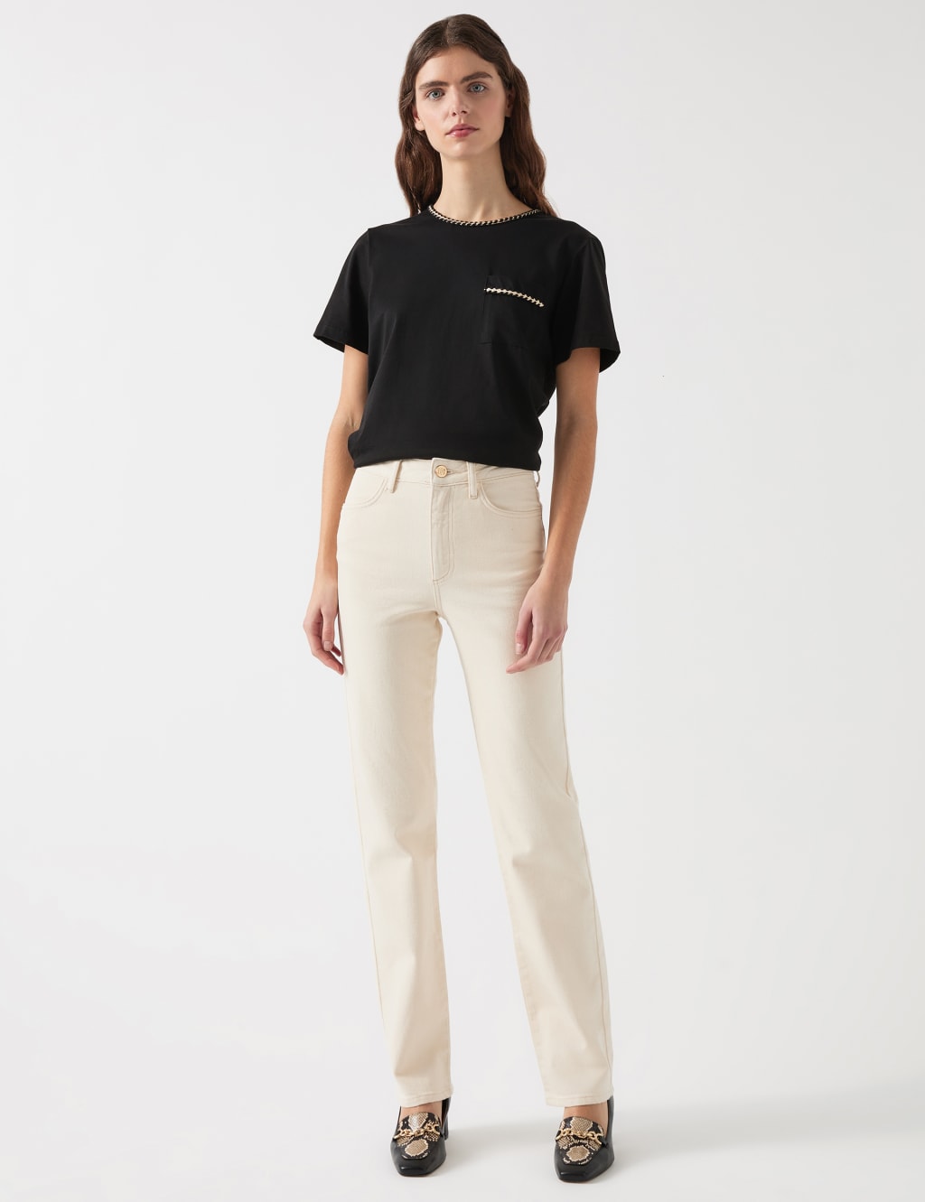 Pure Cotton Plaited Trim Crop T-Shirt 3 of 4