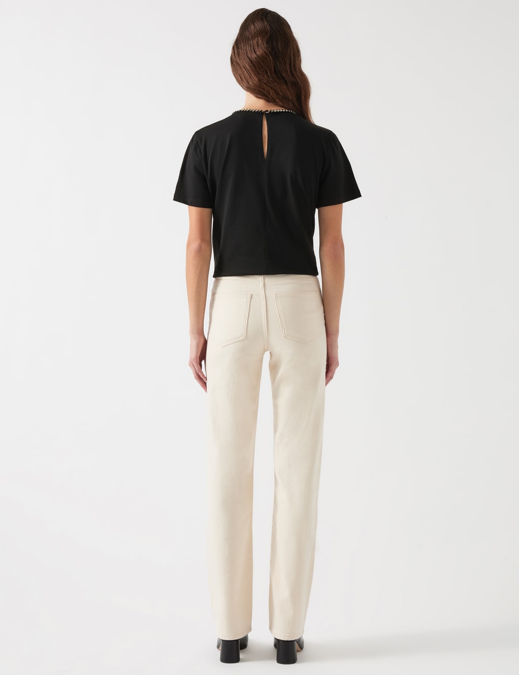 Pure Cotton Plaited Trim Crop T-Shirt 4 of 4