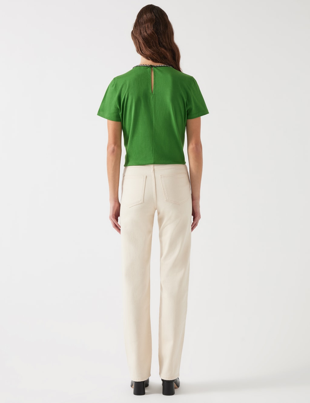 Pure Cotton Plaited Trim Crop T-Shirt 3 of 4