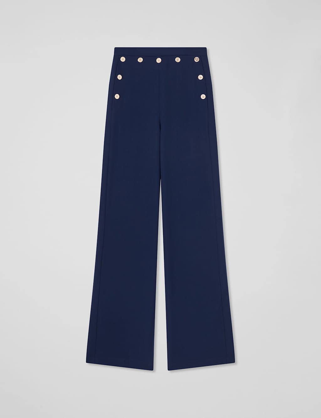Crepe Button Detail Straight Leg Trousers 2 of 4