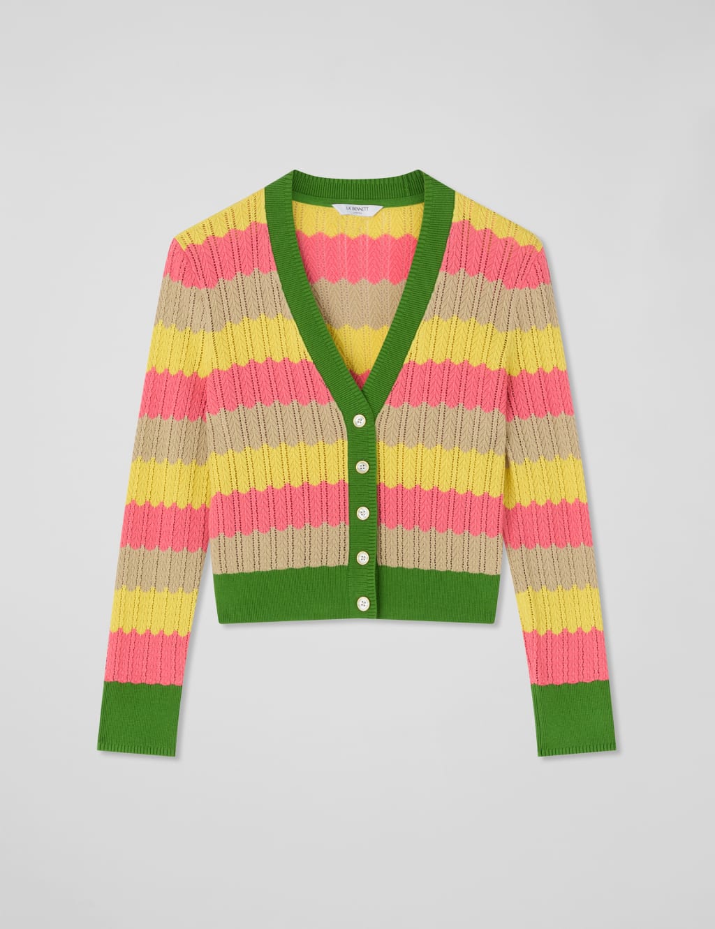 Cotton Rich Colour Block Pointelle Cardigan 2 of 4