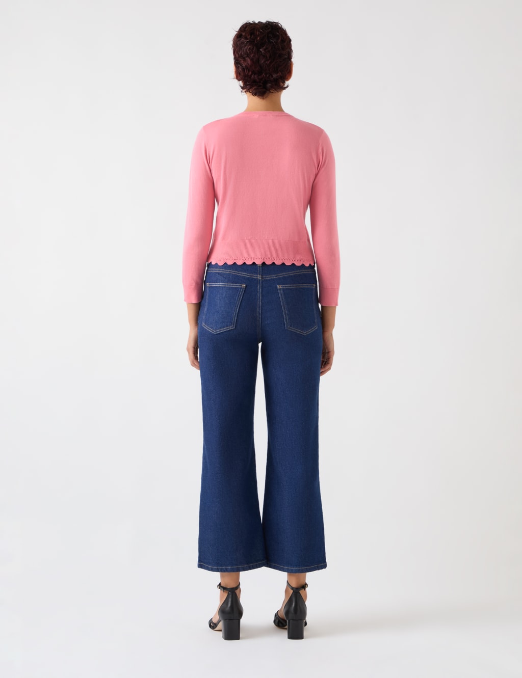 Pure Cotton Crew Neck Cropped Cardigan 3 of 4