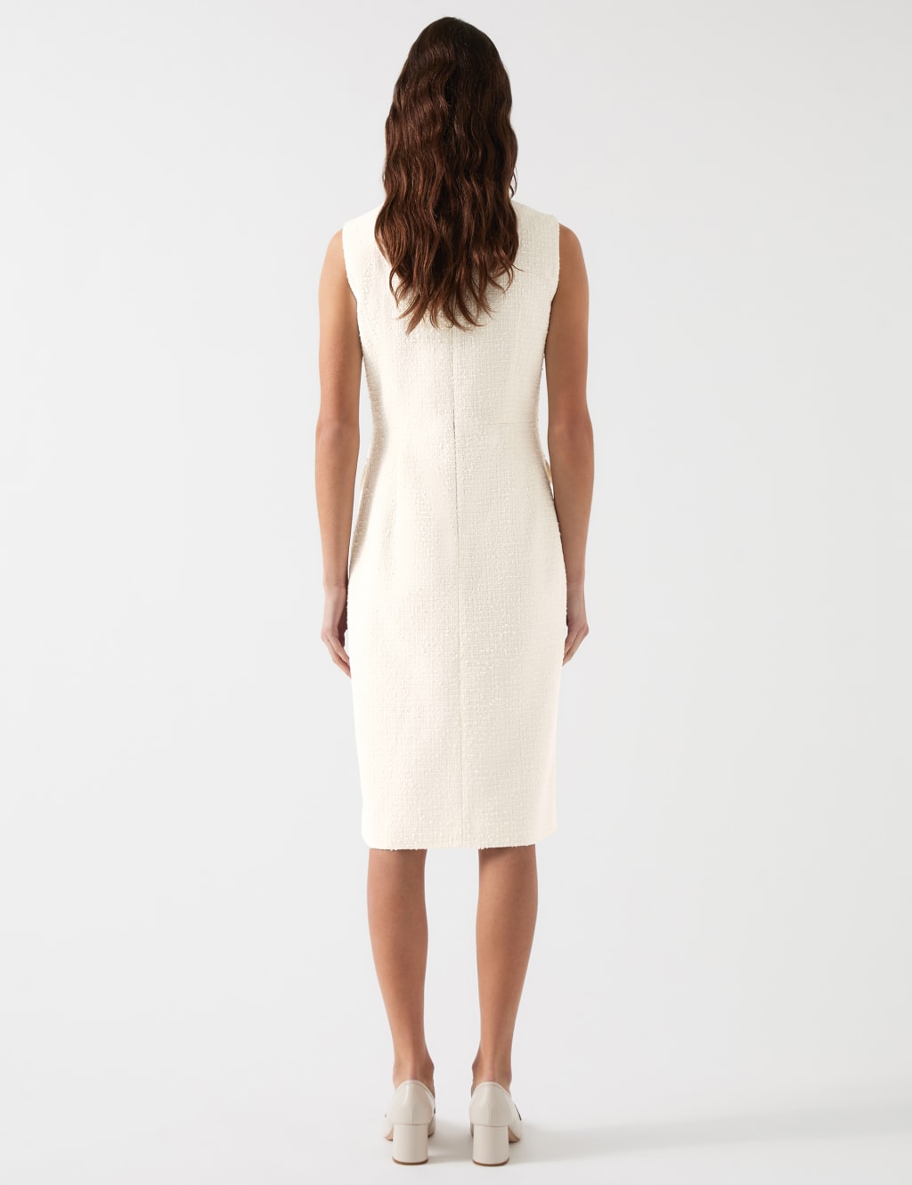 Tweed V-Neck Button Detail Tailored Dress 3 of 4