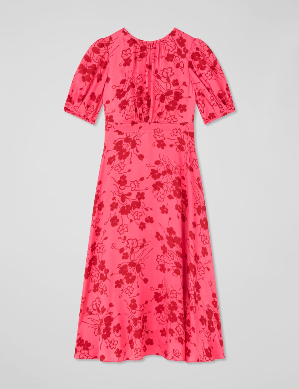 Satin Textured Floral Midi Tea Dress 2 of 4