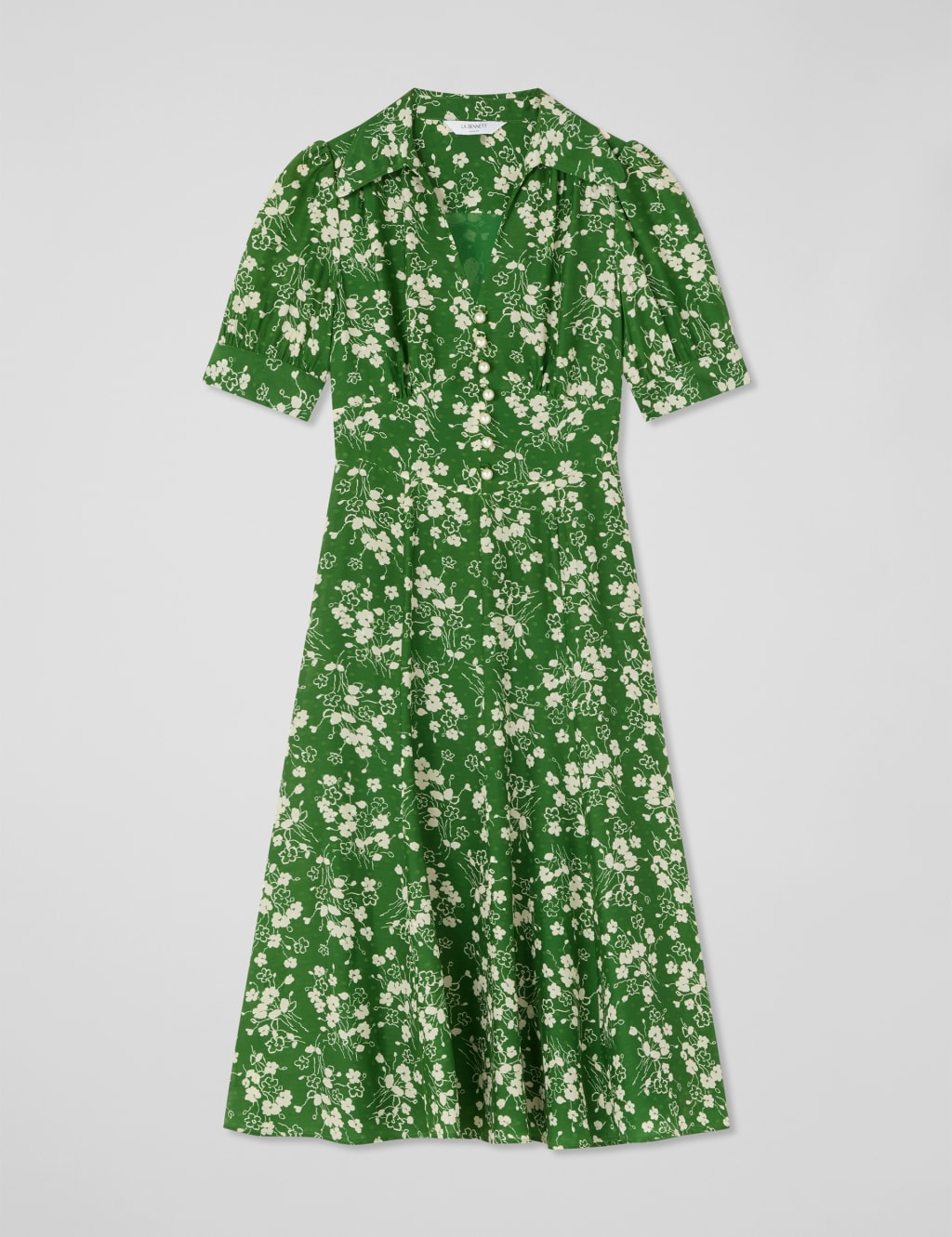 Silk Blend Jacquard Wildflower Midi Tea Dress 2 of 4