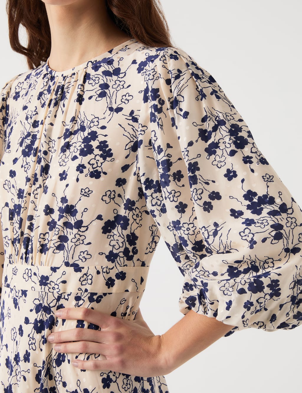 Silk Blend Floral Midi Skater Dress 4 of 4