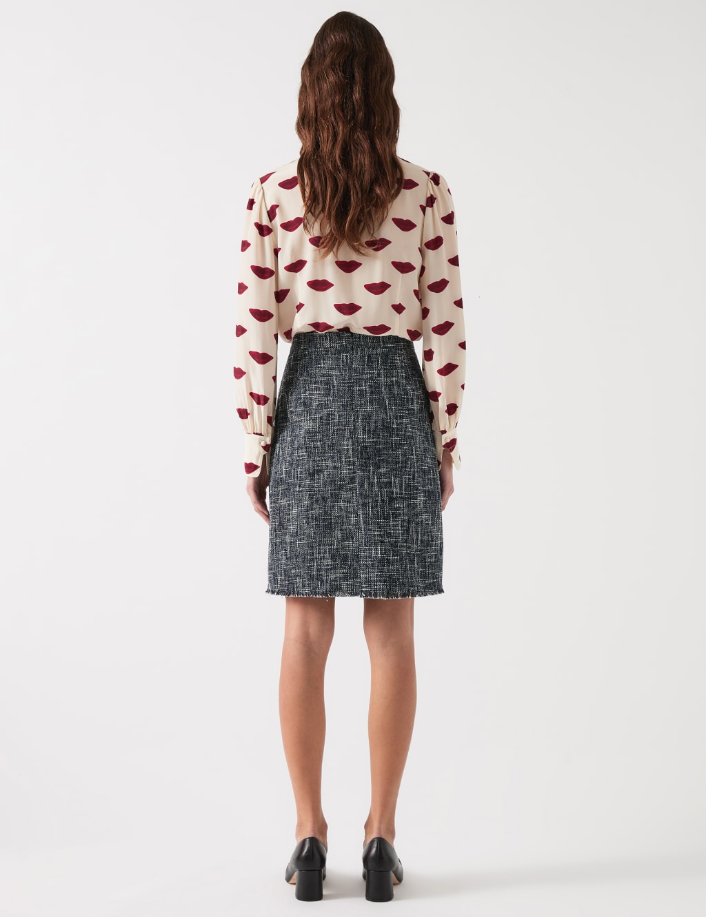 Cotton Blend Tweed Mini Pencil Skirt 3 of 4