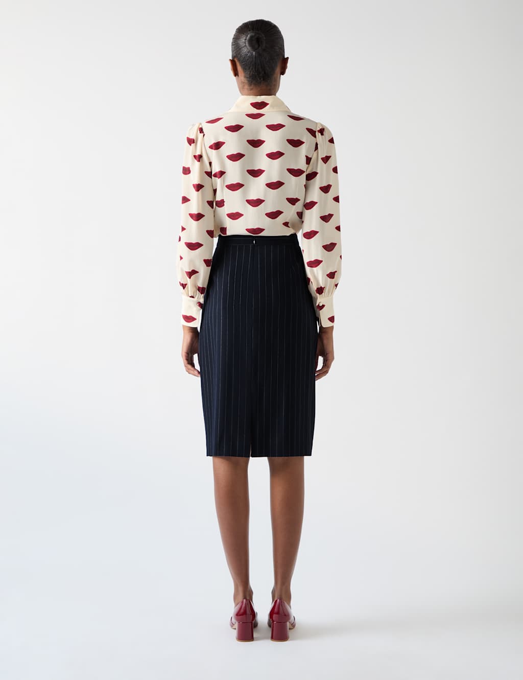 Wool Blend Pinstripe Pencil Skirt 3 of 4
