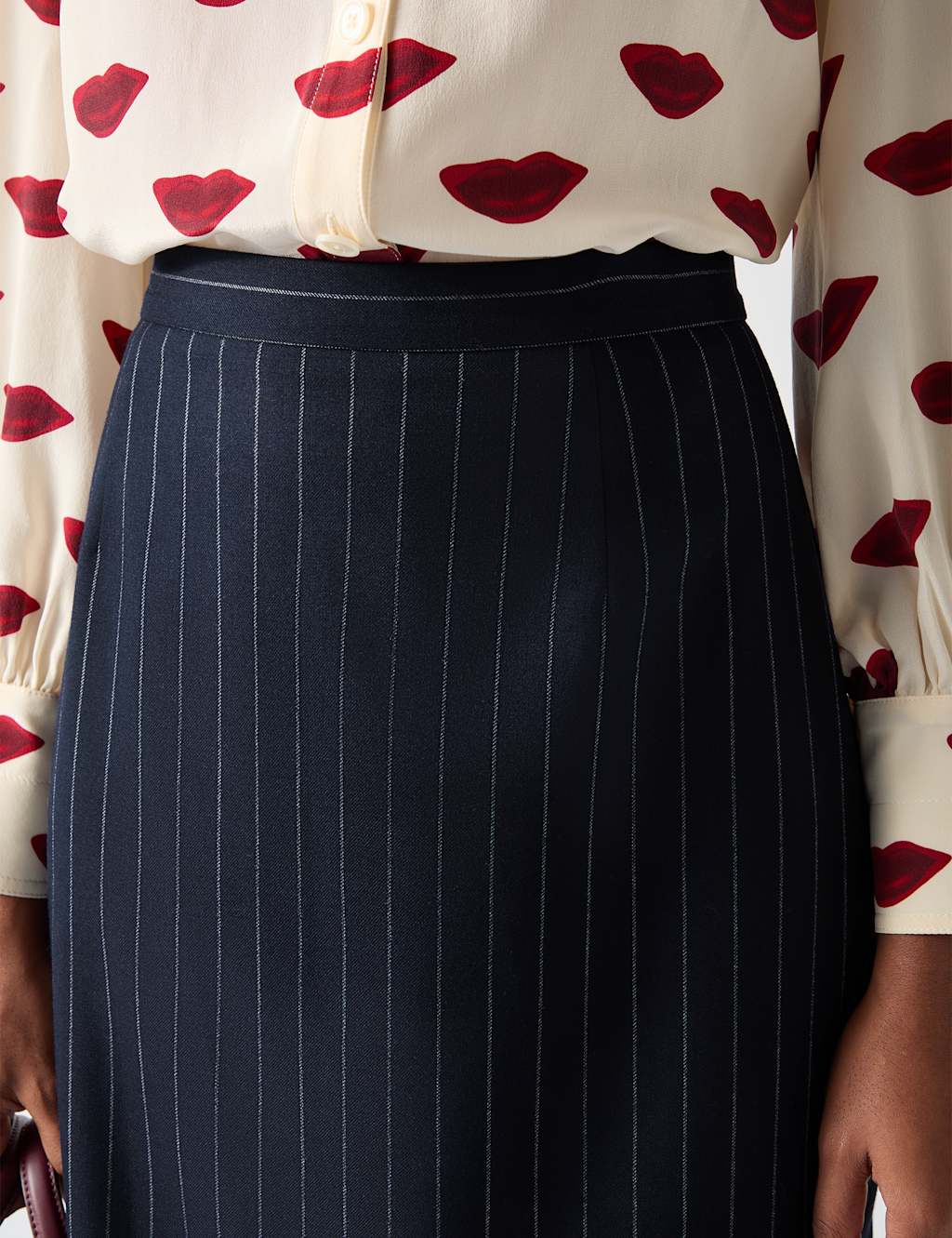 Wool Blend Pinstripe Pencil Skirt 4 of 4