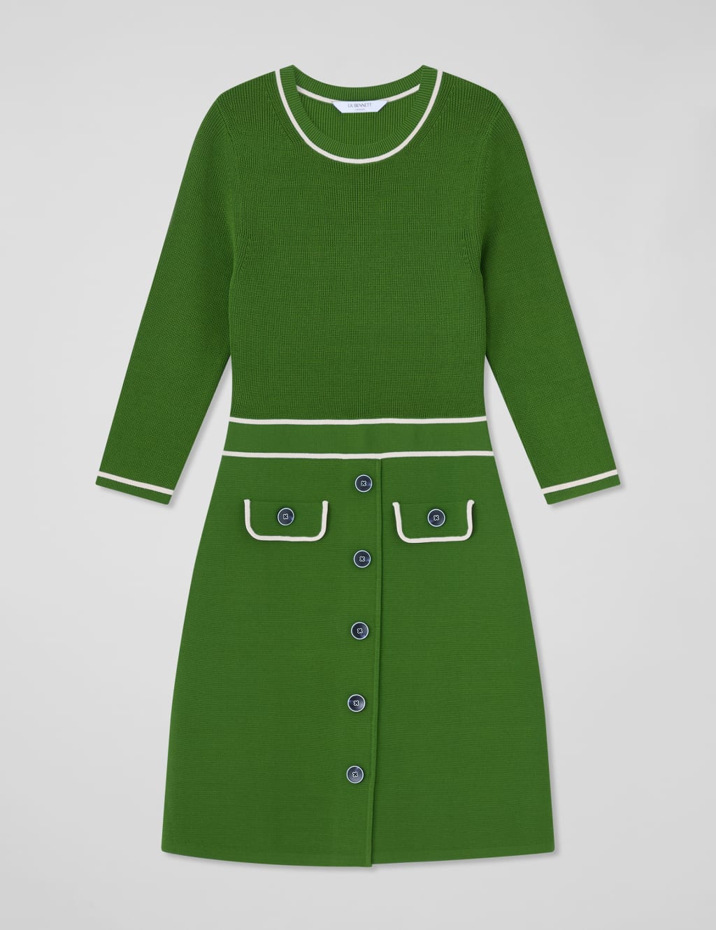 Knitted Button Detail Mini Tailored Dress 2 of 4