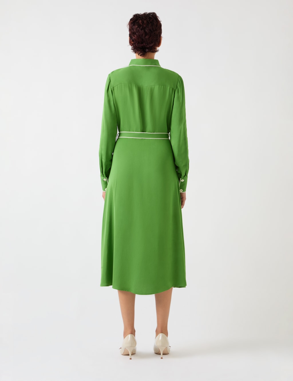 Stitch Detail Belted Midi Shirt Dress 3 of 4
