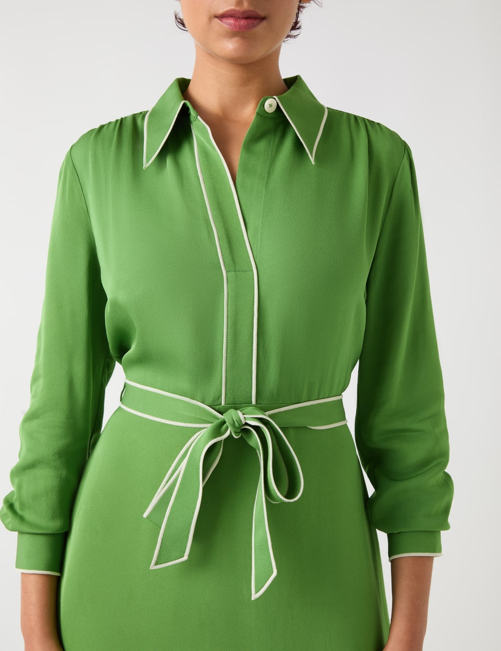 Stitch Detail Belted Midi Shirt Dress 4 of 4