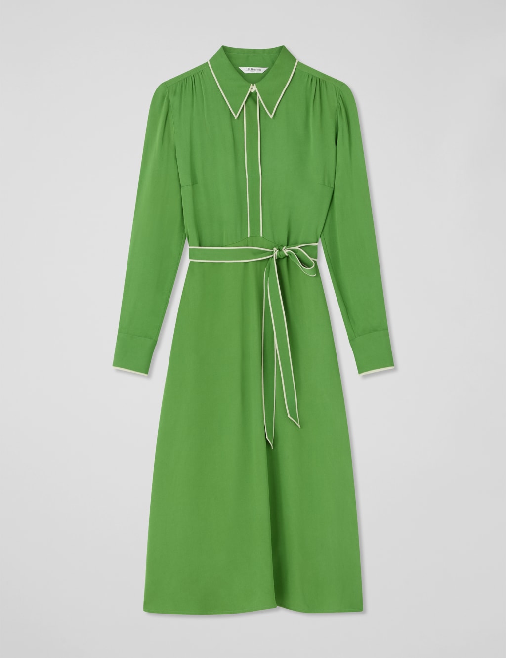 Stitch Detail Belted Midi Shirt Dress 2 of 4