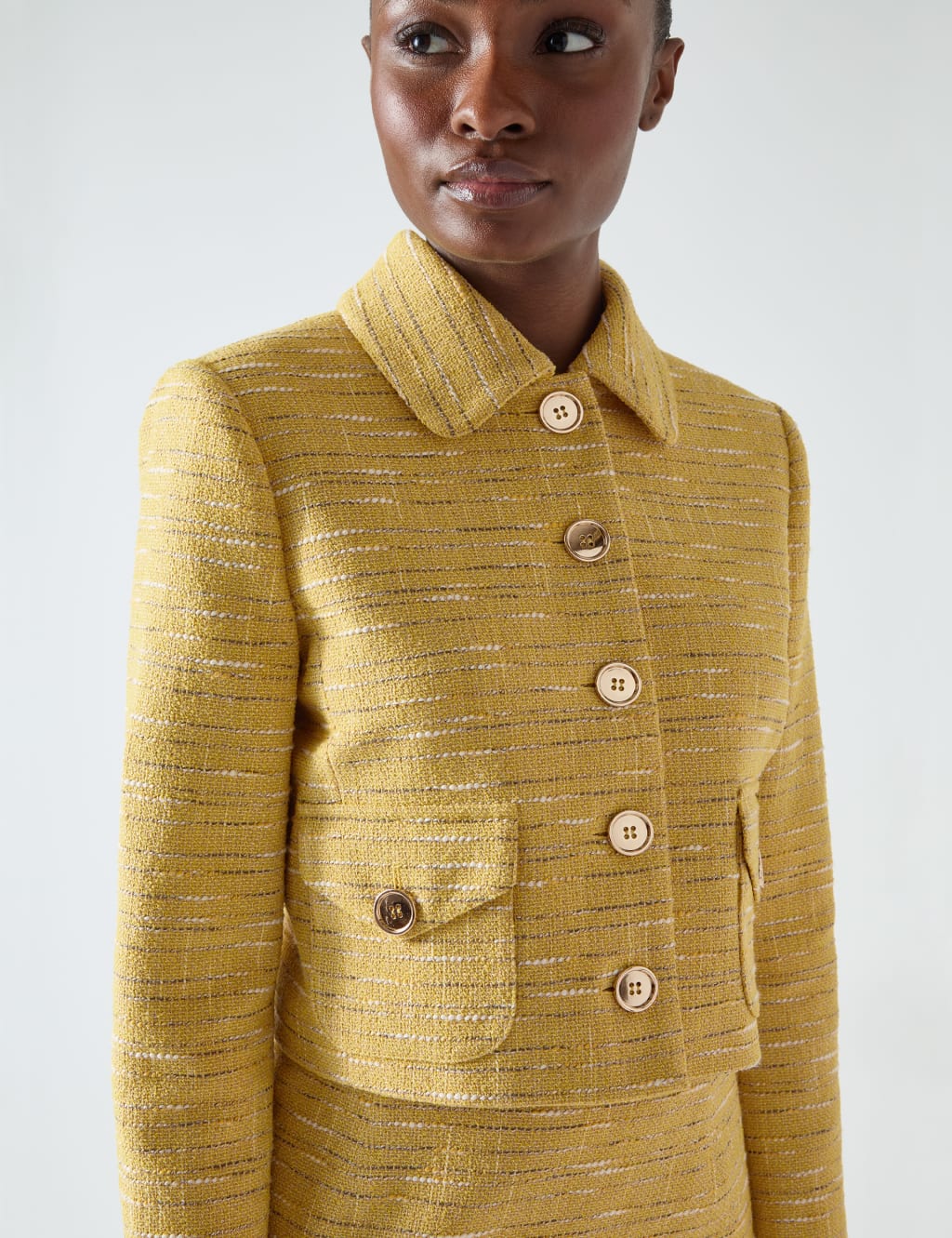 Tweed Textured Pocket Detail Cropped Jacket 3 of 4