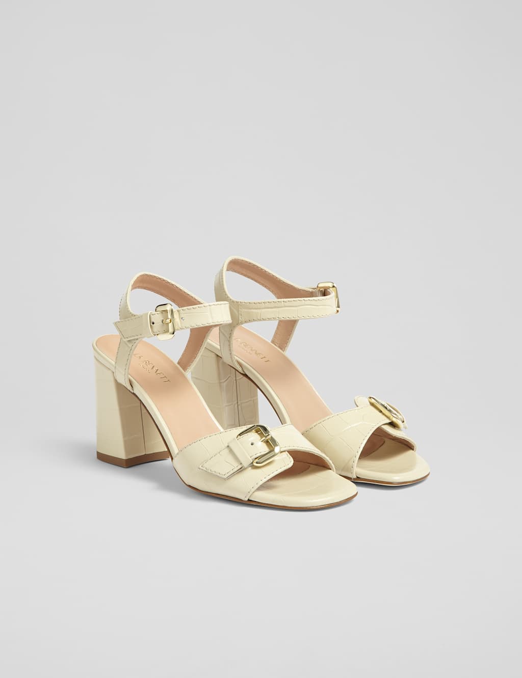 Leather Buckle Block Heel Sandals 2 of 4