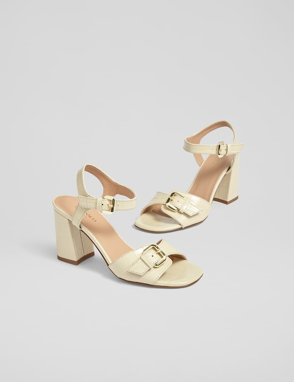 Leather Buckle Block Heel Sandals 3 of 4