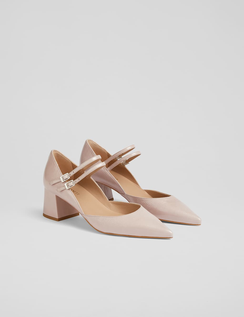 Leather Patent Block Heel Court Shoes 2 of 4