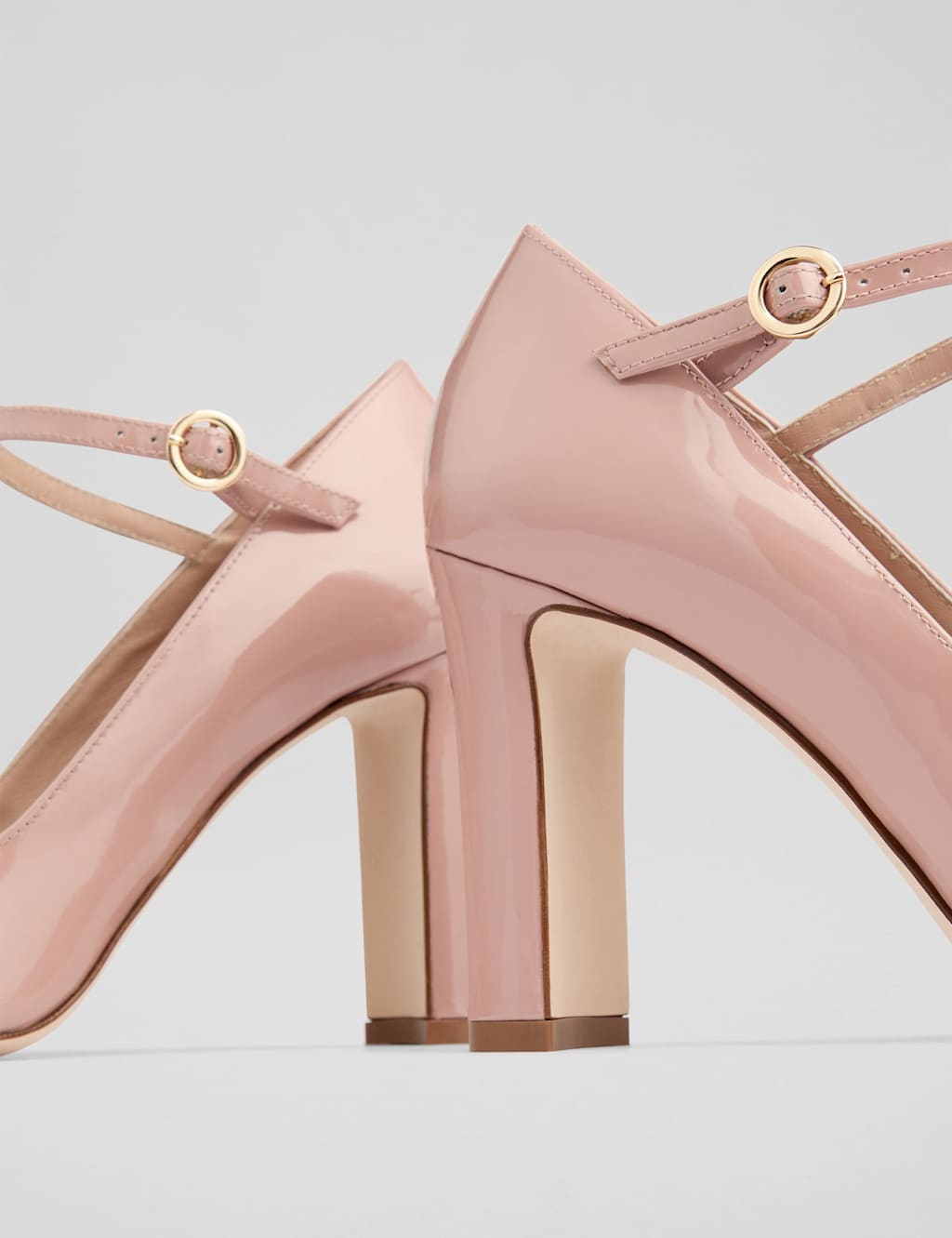 Patent Leather Buckle Block Heel Court Shoes 3 of 3