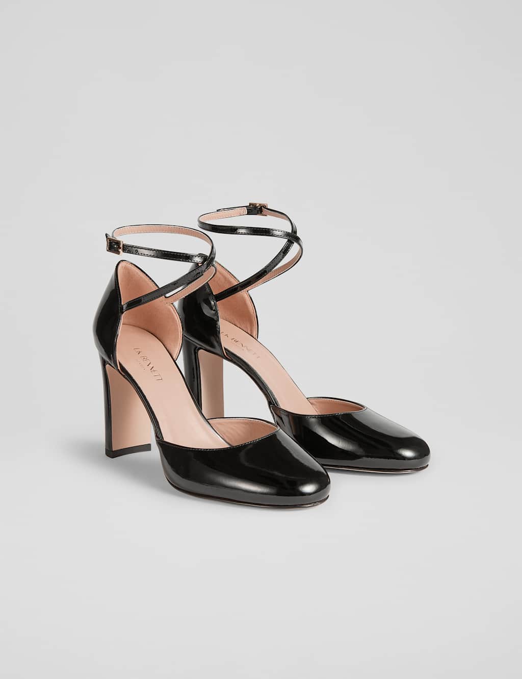 Leather Patent Block Heel Court Shoes 2 of 4