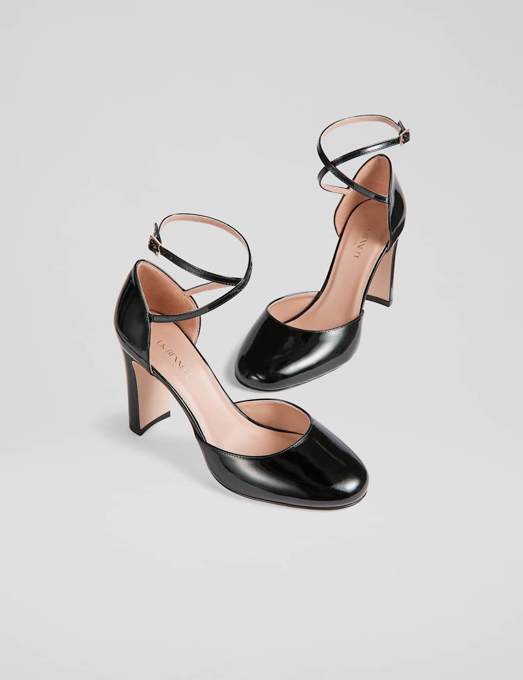 Leather Patent Block Heel Court Shoes 3 of 4